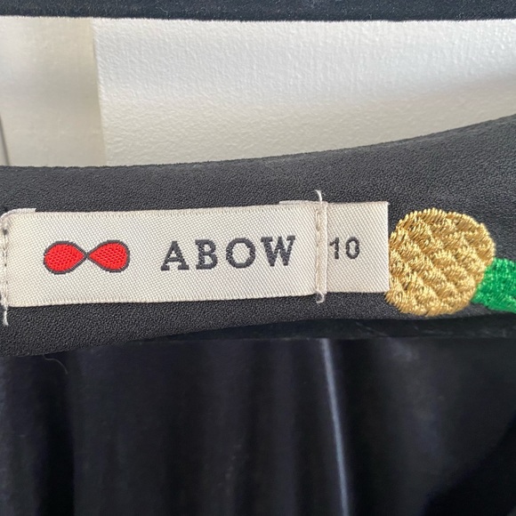 Abow Black Dress with Fruit Embroidery 🍉 🍎 🍌 Size 10 - Picture 3 of 16